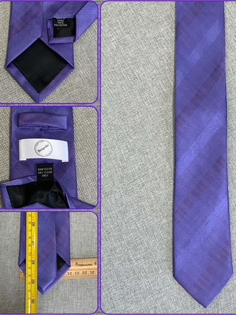 Bespoke Purple Skinny Tie 59 x 2.75 Polyester